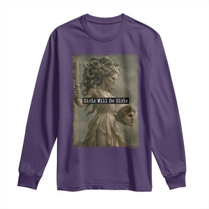 Girls Will Be Girls Medusa Feminist Long Sleeve Shirt Women's Right TS11 Purple Print Your Wear