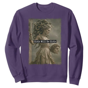 Girls Will Be Girls Medusa Feminist Sweatshirt Women's Right TS11 Purple Print Your Wear