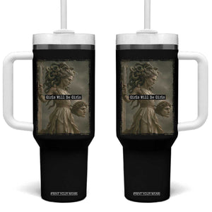 Girls Will Be Girls Medusa Feminist Tumbler With Handle Women's Right TS11 One Size: 40 oz Black Print Your Wear