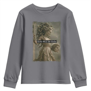 Girls Will Be Girls Medusa Feminist Youth Sweatshirt Women's Right TS11 Charcoal Print Your Wear