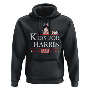 Kids For Harris Hoodie Cat And Toddlers Love Kamala US Flag TS11 Black Print Your Wear