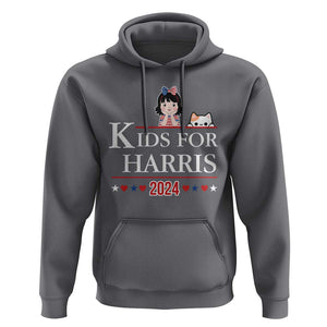 Kids For Harris Hoodie Cat And Toddlers Love Kamala US Flag TS11 Charcoal Print Your Wear