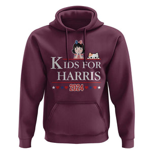 Kids For Harris Hoodie Cat And Toddlers Love Kamala US Flag TS11 Maroon Print Your Wear