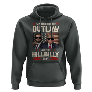 Trump Vance 2024 Hoodie I'm Voting For The Outlaw And The Hillbilly US Flag TS11 Dark Heather Print Your Wear