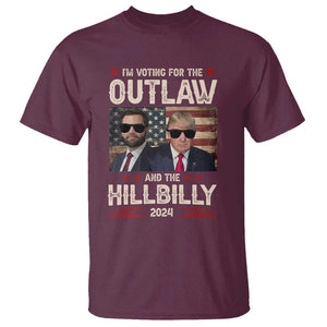 Trump Vance 2024 T Shirt I'm Voting For The Outlaw And The Hillbilly US Flag TS11 Maroon Print Your Wear