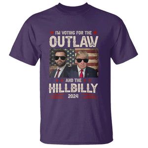 Trump Vance 2024 T Shirt I'm Voting For The Outlaw And The Hillbilly US Flag TS11 Purple Print Your Wear