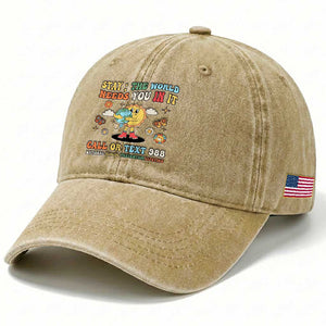Suicide Prevention Washed Cotton Baseball Cap Stay The World Needs You in It You Matter Retro Sun Earth