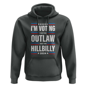 I'm Voting For the Outlaw and the Hillbilly 2024 Hoodie Retro Star US Flag TS11 Dark Heather Print Your Wear