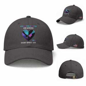 Suicide Prevention Awareness Baseball Cap I Wear Teal And Purple For Someone I Miss Every Single Day Heart