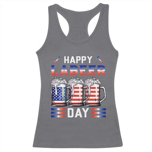 Funny Labor Day Drinking Racerback Tank Top Labeer Day American Flag Beer Mug TS11 Charcoal Print Your Wear