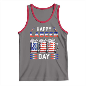 Funny Labor Day Drinking Tank Top Labeer Day American Flag Beer Mug TS11 Deep Heather Red Print Your Wear