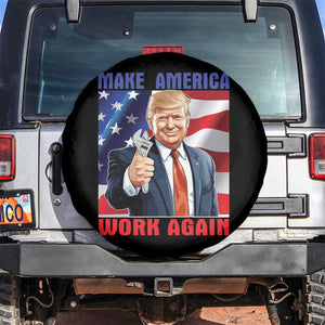 Funny Make America Work Again Spare Tire Cover Trump Labor Day American Flag Wrench TS11 No hole Black Print Your Wear