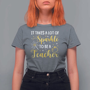 It Takes Lots of Sparkle To Be a Teacher T Shirt For Women Back To School Golden Apple Star TS11 Charcoal Print Your Wear