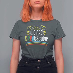 Special Education Teacher T Shirt For Women We Are SPEDtacular Book Ruler TS11 Dark Heather Print Your Wear
