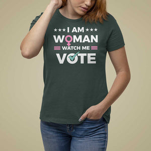 I Am Woman Watch Me Vote T Shirt For Women Feminist Women's Rights Gender symbol TS11 Dark Forest Green Print Your Wear