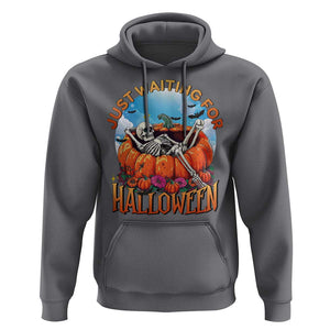 Just Waiting For Halloween Hoodie Spooky Skeleton Pumpkin Summer Vibes TS11 Charcoal Print Your Wear