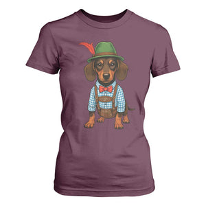 Oktoberfest Dachshund Cute Wiener Dog German Festival T Shirt For Women TS11 Maroon Print Your Wear