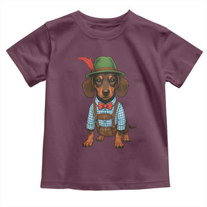 Oktoberfest Dachshund Cute Wiener Dog German Festival Toddler T Shirt TS11 Maroon Print Your Wear