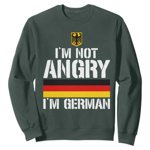 Funny I Am Not Angry I Am German Sweatshirt Germany Flag German American TS11 Dark Forest Green Print Your Wear