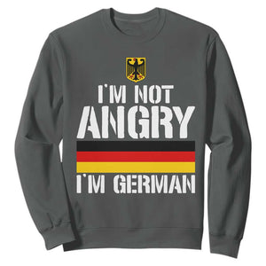 Funny I Am Not Angry I Am German Sweatshirt Germany Flag German American TS11 Dark Heather Print Your Wear