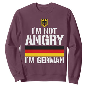 Funny I Am Not Angry I Am German Sweatshirt Germany Flag German American TS11 Maroon Print Your Wear