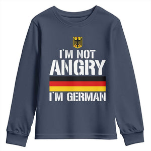 Funny I Am Not Angry I Am German Youth Sweatshirt Germany Flag German American TS11 Navy Print Your Wear