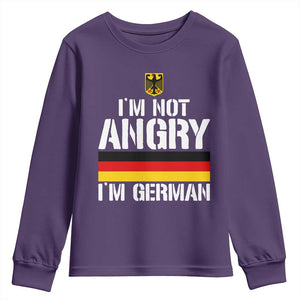 Funny I Am Not Angry I Am German Youth Sweatshirt Germany Flag German American TS11 Purple Print Your Wear