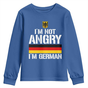 Funny I Am Not Angry I Am German Youth Sweatshirt Germany Flag German American TS11 Royal Blue Print Your Wear