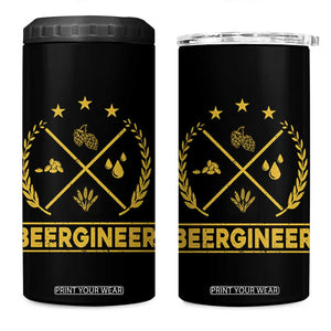 Funny Beergineer 4 in 1 Can Cooler Tumbler Homebrew Craft Beer Drinking Lover TS11 One Size: 16 oz Black Print Your Wear