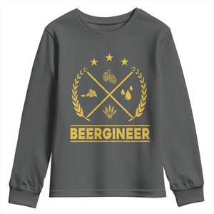 Funny Beergineer Youth Sweatshirt Homebrew Craft Beer Drinking Lover TS11 Dark Heather Print Your Wear