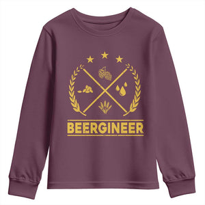 Funny Beergineer Youth Sweatshirt Homebrew Craft Beer Drinking Lover TS11 Maroon Print Your Wear