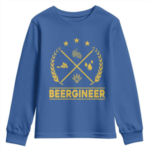 Funny Beergineer Youth Sweatshirt Homebrew Craft Beer Drinking Lover TS11 Royal Blue Print Your Wear