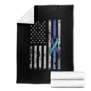 Police Suicide Prevention Awareness American Flag Ribbon Support Throw Blanket