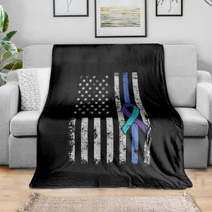 Police Suicide Prevention Awareness American Flag Ribbon Support Throw Blanket
