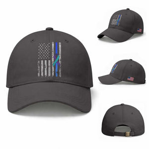 Police Suicide Prevention Awareness American Flag Ribbon Support Baseball Cap