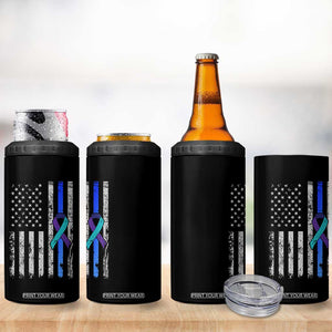 Police Suicide Prevention Awareness American Flag Ribbon Support 4 in 1 Can Cooler Tumbler