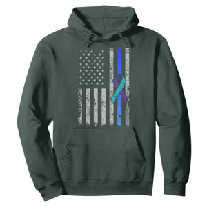 Police Suicide Prevention Awareness American Flag Ribbon Support Hoodie