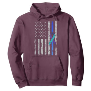Police Suicide Prevention Awareness American Flag Ribbon Support Hoodie