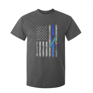 Police Suicide Prevention Awareness American Flag Ribbon Support T Shirt For Kid