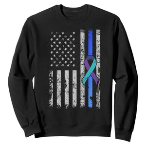 Police Suicide Prevention Awareness American Flag Ribbon Support Sweatshirt