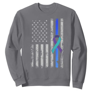 Police Suicide Prevention Awareness American Flag Ribbon Support Sweatshirt