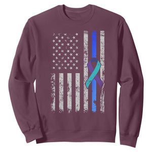 Police Suicide Prevention Awareness American Flag Ribbon Support Sweatshirt