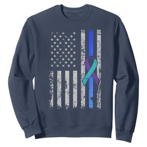 Police Suicide Prevention Awareness American Flag Ribbon Support Sweatshirt