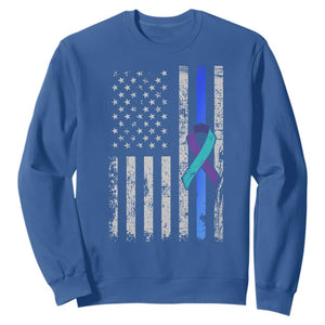 Police Suicide Prevention Awareness American Flag Ribbon Support Sweatshirt