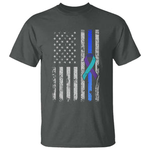 Police Suicide Prevention Awareness American Flag Ribbon Support T Shirt