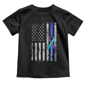 Police Suicide Prevention Awareness American Flag Ribbon Support Toddler T Shirt