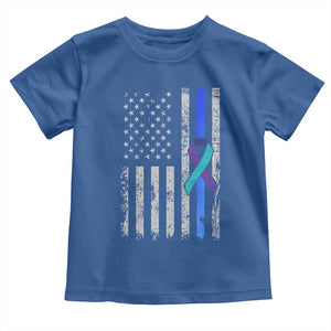 Police Suicide Prevention Awareness American Flag Ribbon Support Toddler T Shirt