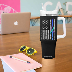 Police Suicide Prevention Awareness American Flag Ribbon Support Tumbler With Handle