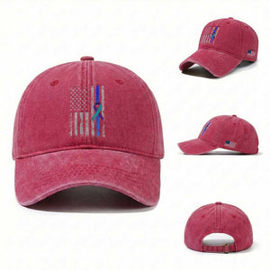 Police Suicide Prevention Awareness American Flag Ribbon Support Washed Cotton Baseball Cap