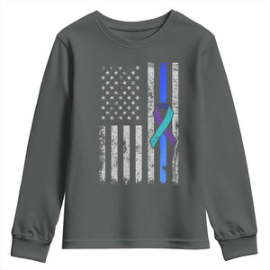 Police Suicide Prevention Awareness American Flag Ribbon Support Youth Sweatshirt